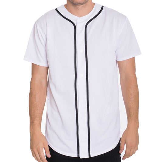 Wholesale White Black-Piping Sublimation Unisex Baseball Jersey (8 pack)