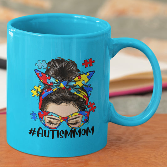 Autism Mom Brunette Mug UV DTF Stickers