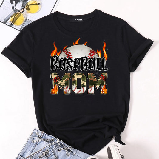 Baseball Mom Flames DTF Transfer