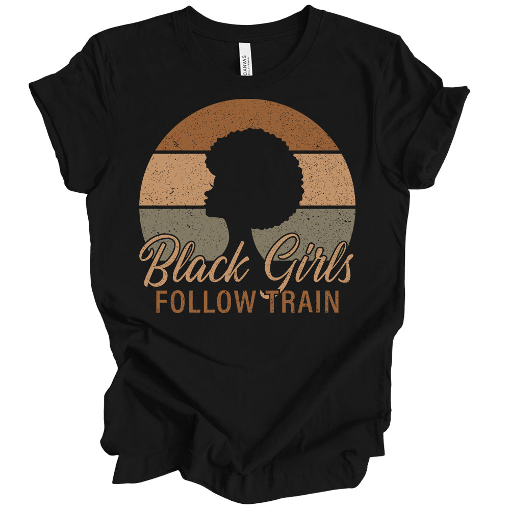 #BlackGirlFollowTrain Brown Retro PNG