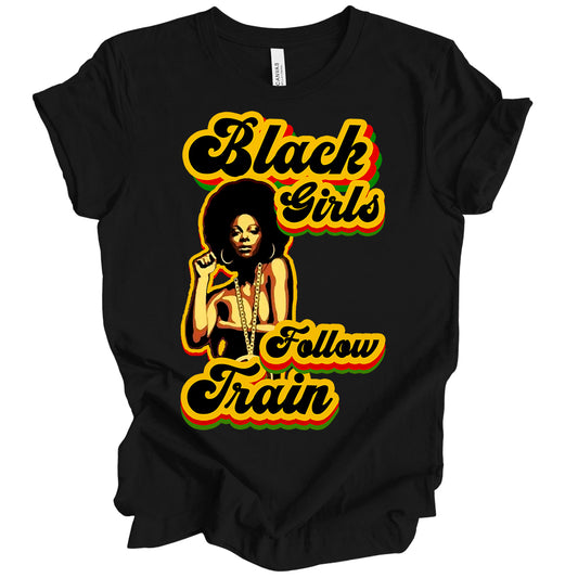 BlackGirlFollowTrain Retro DTF Transfer