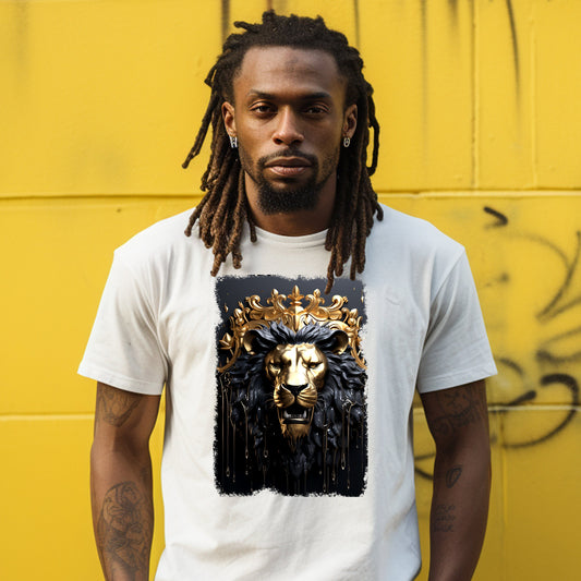 3D Lion Head Gold Black DTF Transfer