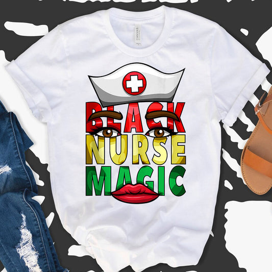 Black Nurse Magic Face DTF Transfer