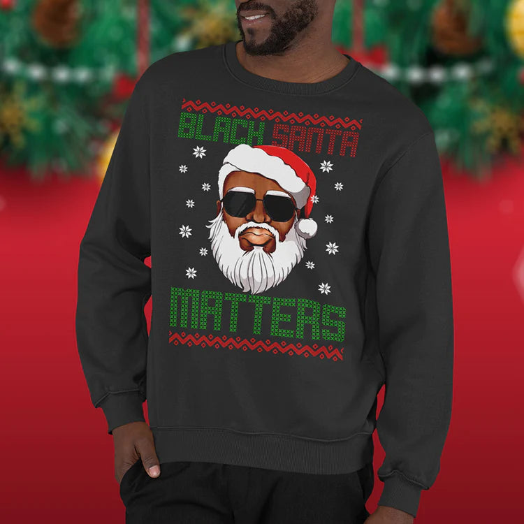 Black Santa Matters Ugly Christmas Sweater PNG