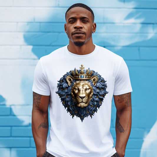 3D Lion Head Dark Blue DTF Transfer