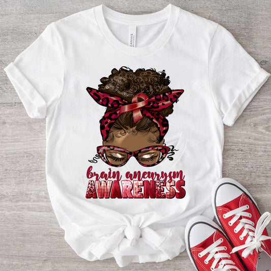 Brain Aneurysm Awareness Afro Bun DTF Transfer