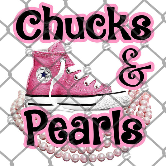 Chucks and Pearls Pink DTF Transfer