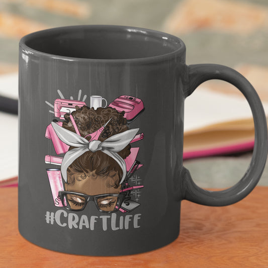 CraftLife Messy Bun Pink Mug UV DTF Stickers