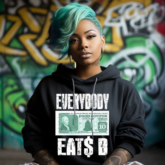 Everybody Eats B DTF Transfer - white