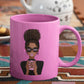 Girl Boss Afro Bun Mug UV DTF Stickers