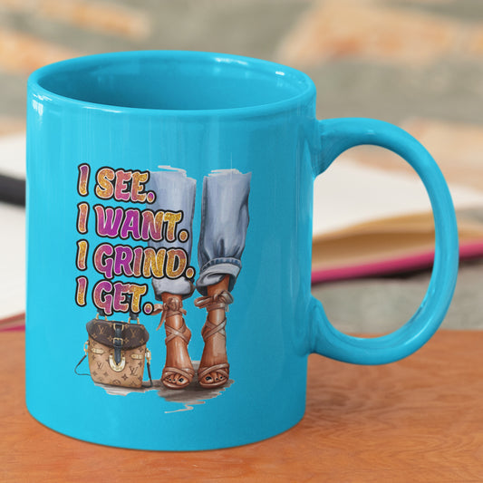 I Grind I Get Mug UV DTF Stickers