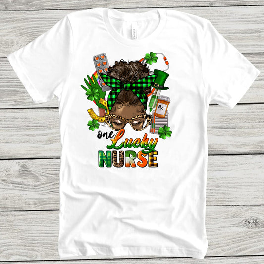 One Lucky Nurse Afro Bun DTF Transfer