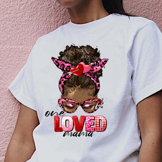 One Loved Mama Afro Messy Bun DTF Transfer