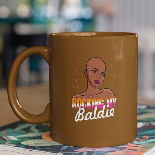 Rockin My Baldie Mug UV DTF Stickers