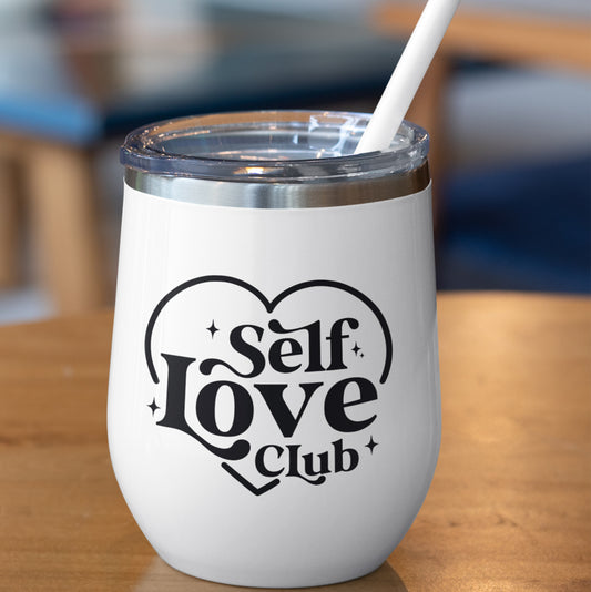 Self Love Black Tumbler Glass UV DTF Stickers
