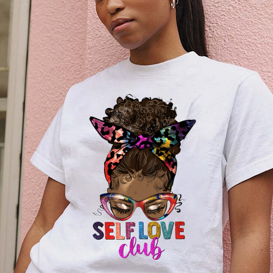 Self Love Club Afro Messy Bun DTF Transfer