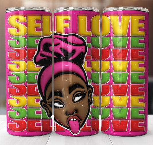 Self Love Puff Inflated Tumbler Sublimation Transfer