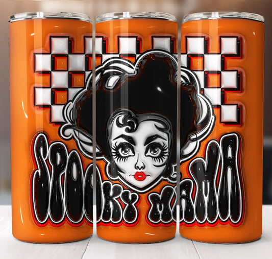Spooky Mama Puff Inflated Tumbler Sublimation Transfer