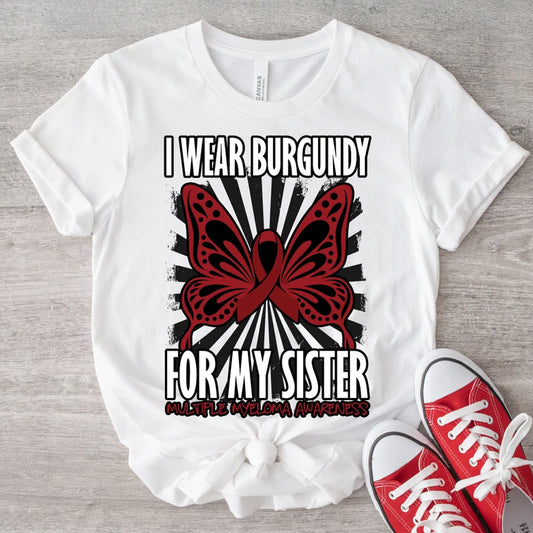 I Wear Burgundy for My Sister Butterfly DTF Transfer